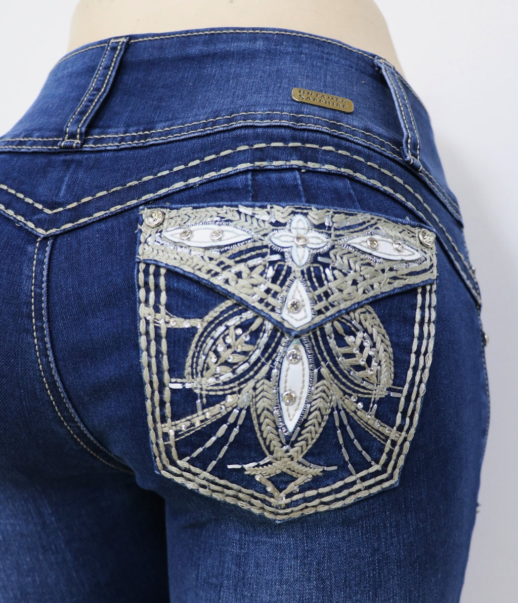 USC F031 Sexy Weavy Jane Levanta Cola Jeans - Untamed Sapphire Clothing Wholesale