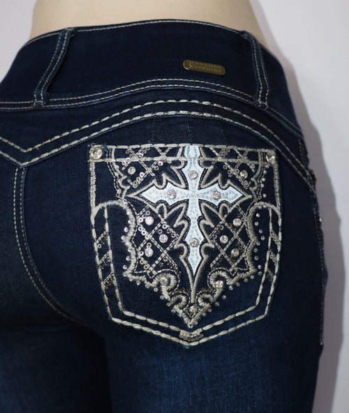 USC F033 Sexy Roxy Blue Levanta Cola Jeans - Untamed Sapphire Clothing Wholesale